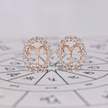 Aries Earrings with Round Cut Halo Stud Style