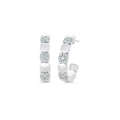 0.47 TCW Round Moissanite Diamond Beaded Half Hoop Earrings