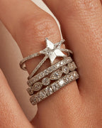 1.10 TCW Round Brilliant Cut Half Eternity Perfect Moissanite Wedding Band