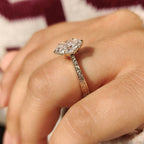 Solitaire Oval Diamond Ring In Art Deco