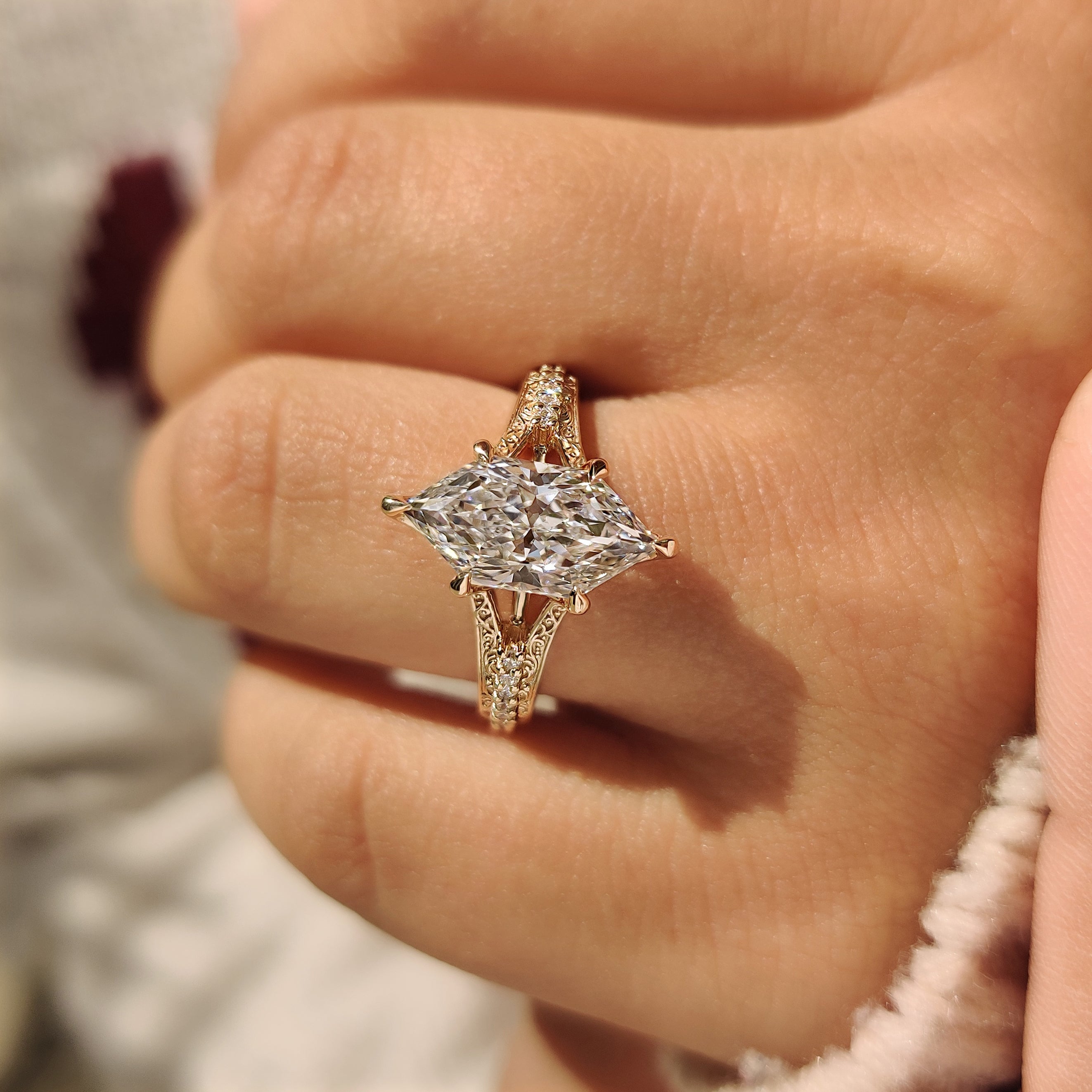 Art Deco Dutch Marquise Engagement Ring in Vintage Style