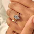 Solitaire Style Marquise Cut Diamond Ring in Milgrain Details