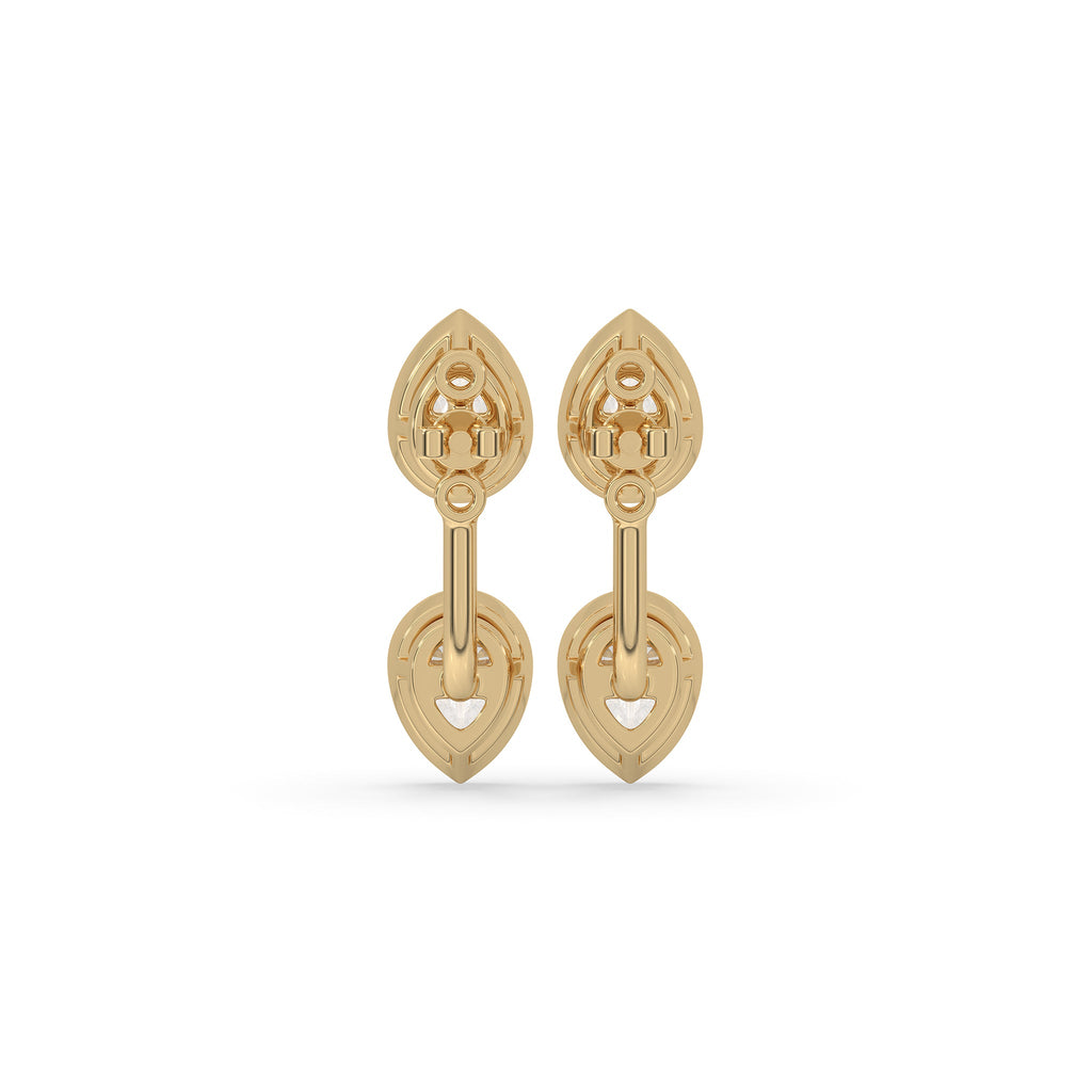 Yellow Gold Pear Diamond Bezel Set Earrings
