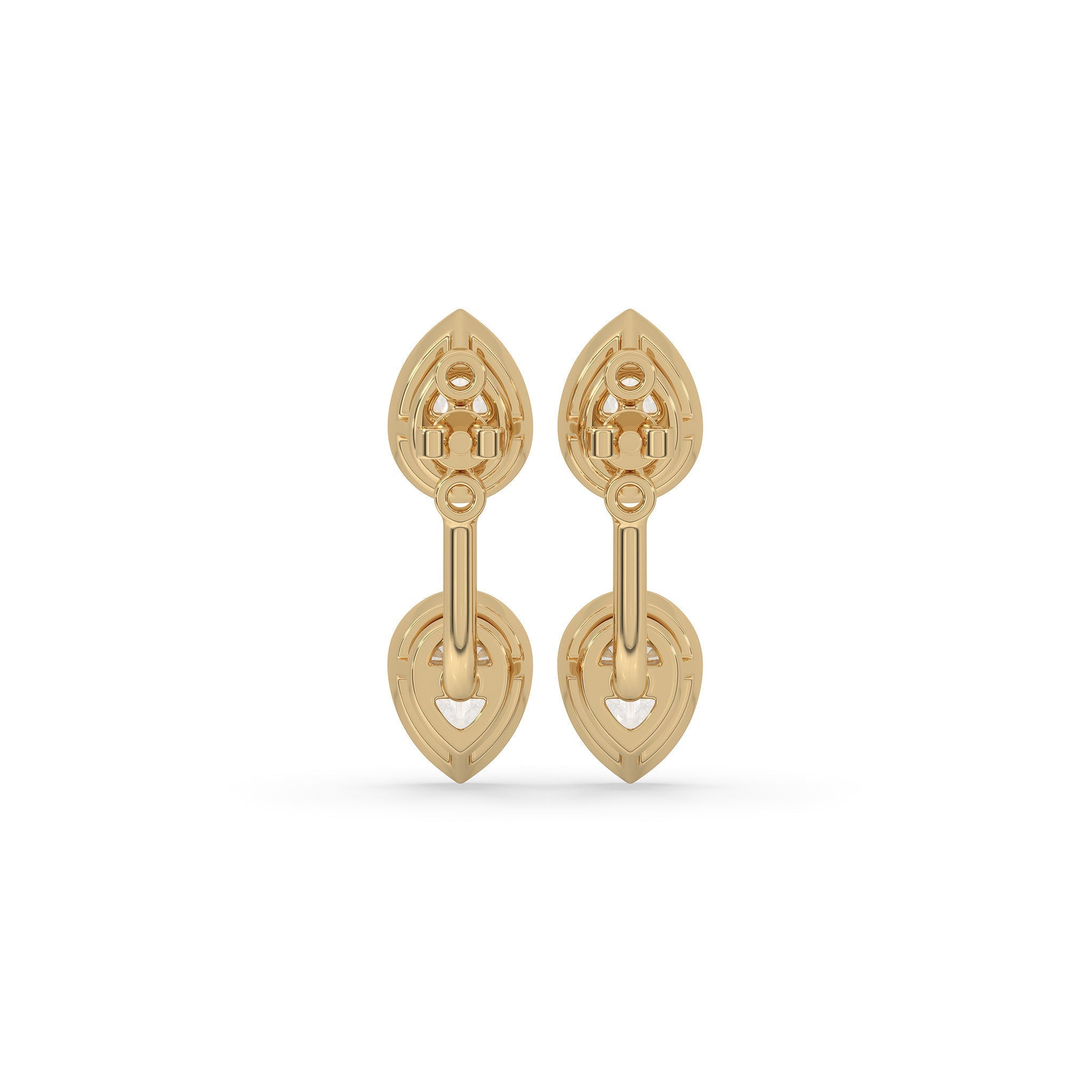 Yellow Gold Pear Diamond Bezel Set Earrings