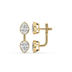 Yellow Gold Pear Diamond Bezel Set Earrings