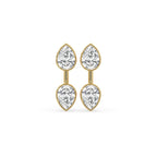 Yellow Gold Pear Diamond Bezel Set Earrings