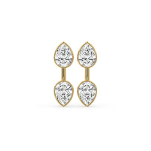 Yellow Gold Pear Diamond Bezel Set Earrings