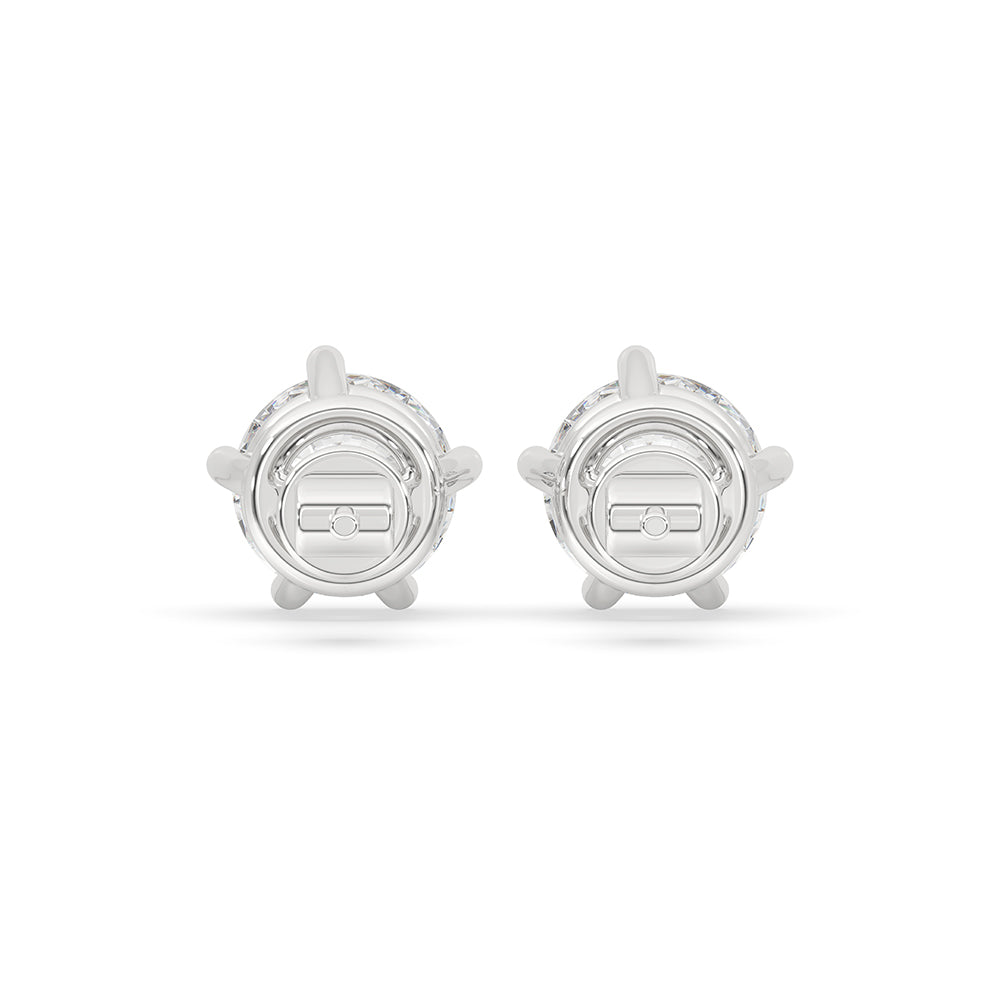 Round Diamond White Gold Stud Earrings Immagine secondaria del prodotto