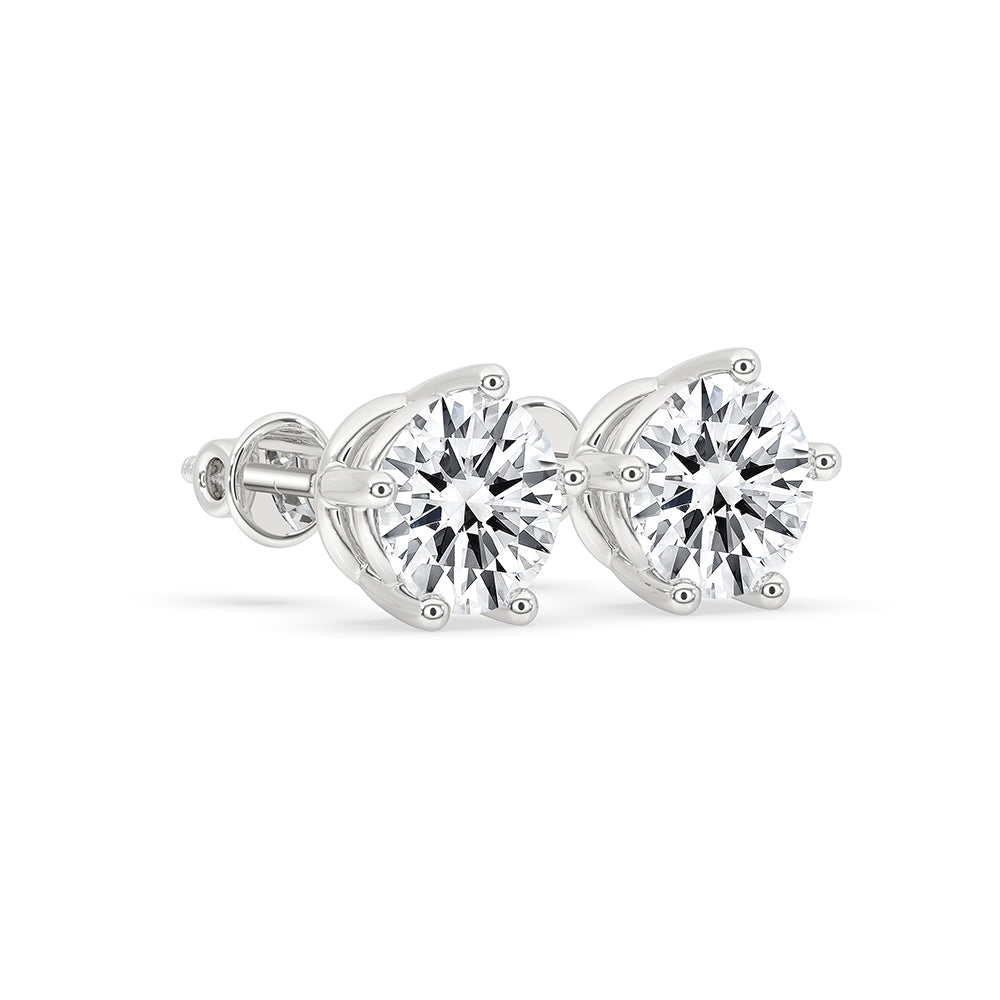 Round Diamond White Gold Stud Earrings