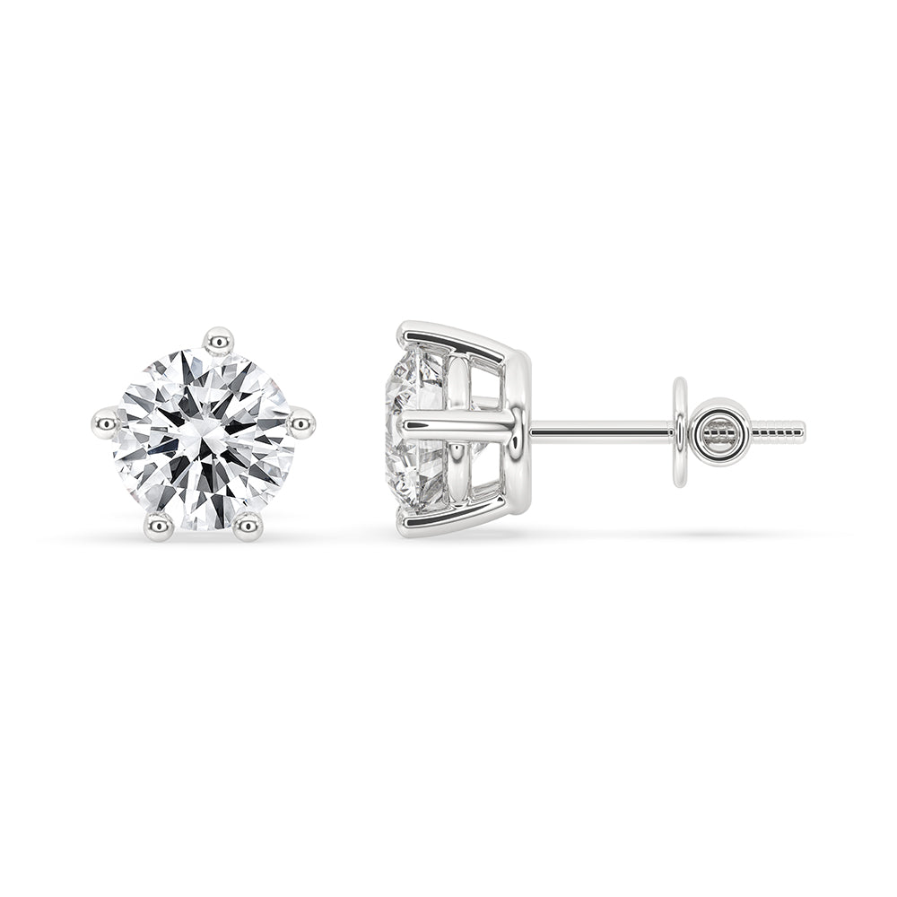 Round Diamond White Gold Stud Earrings