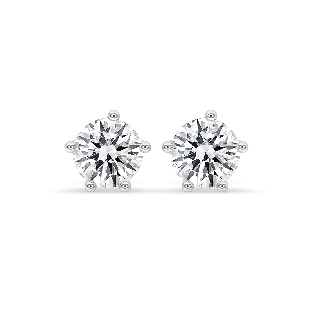 Round Diamond White Gold Stud Earrings
