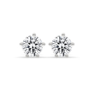 Round Diamond White Gold Stud Earrings