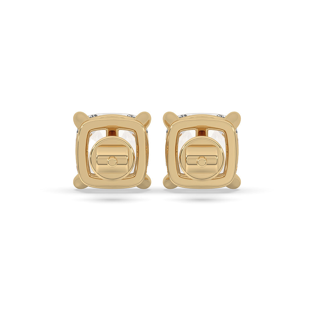 Round Cut Gold Diamond Stud Earrings