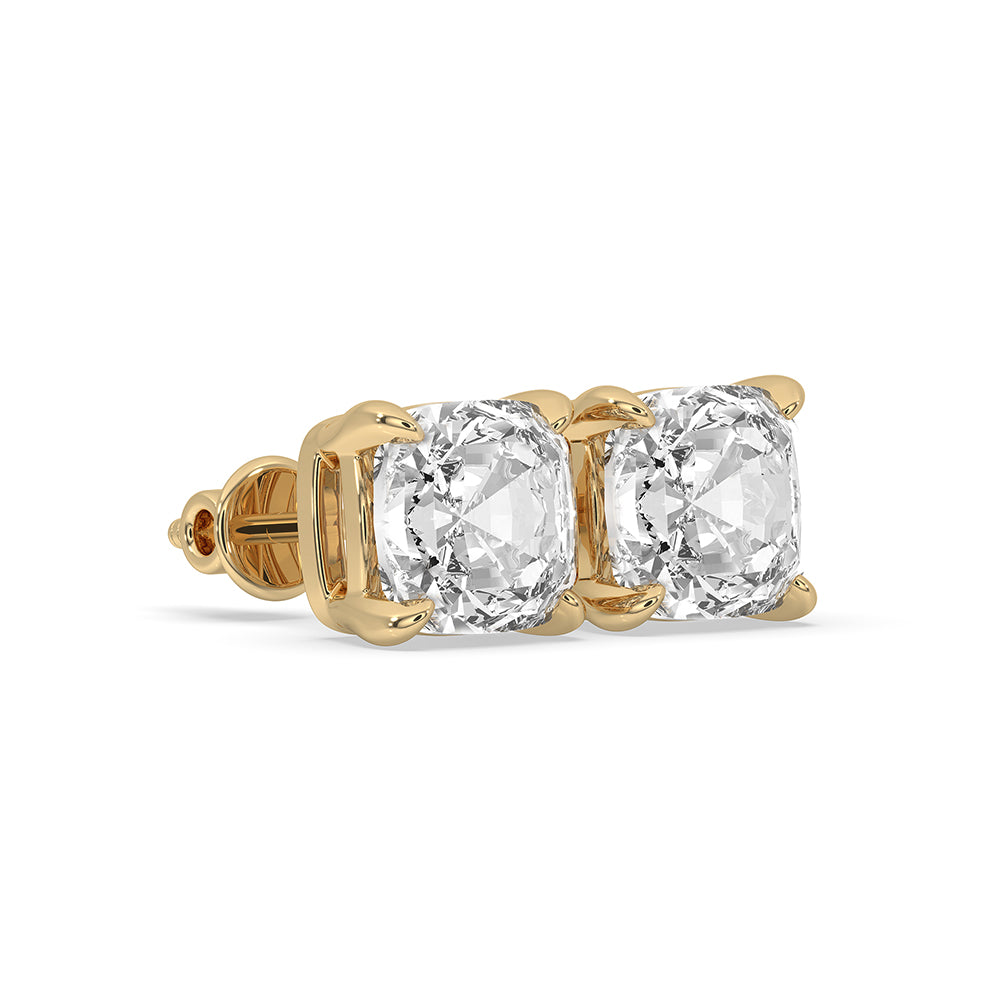 Round Cut Gold Diamond Stud Earrings