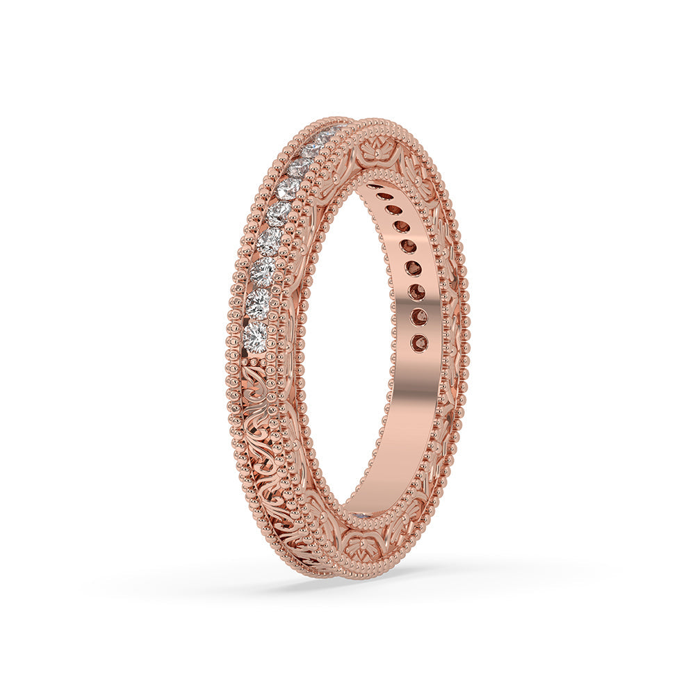 Round Diamond Half Eternity Vintage Wedding Band