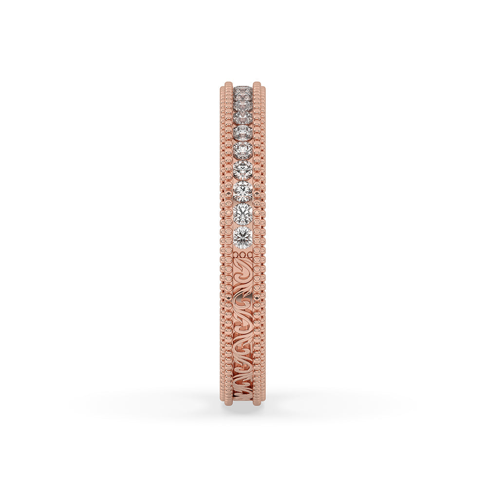 Round Diamond Half Eternity Vintage Wedding Band