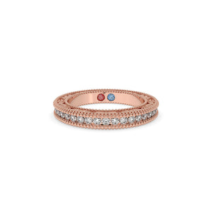 Round Diamond Half Eternity Vintage Wedding Band