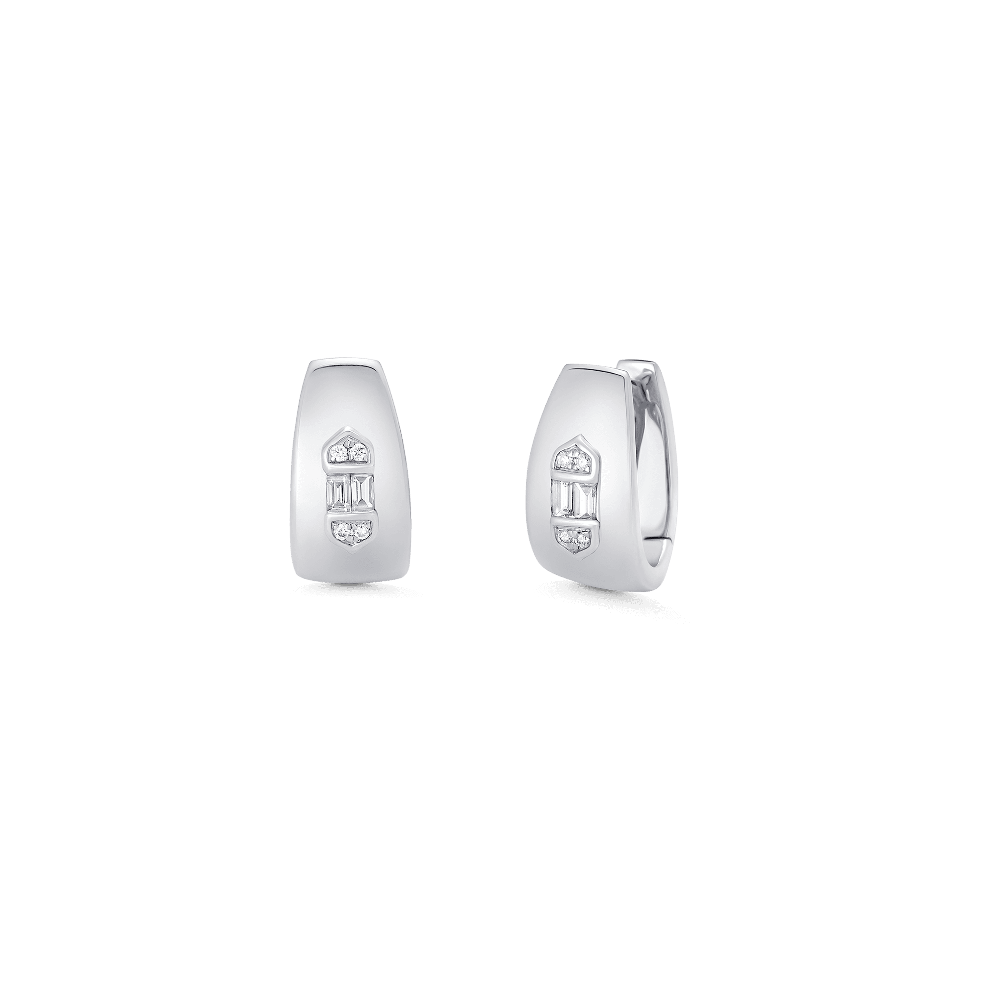 0.17 TCW Round & Baguette Moissanite Diamond Huggie Earrings