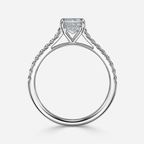 1.0 CT Emerald Cut Moissanite Hidden Halo & Pave Bridal Ring Set