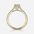 1.0 CT Emerald Cut Moissanite Hidden Halo & Pave Bridal Ring Set