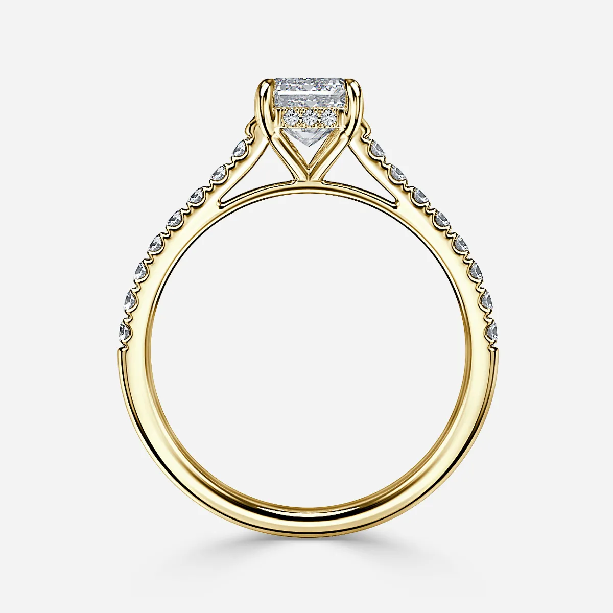 1.0 CT Emerald Cut Moissanite Hidden Halo & Pave Bridal Ring Set