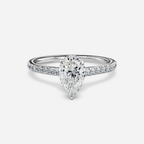 1.0 CT Pear Cut Moissanite Hidden Halo & Pave Bridal Ring Set