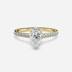 1.0 CT Pear Cut Moissanite Hidden Halo & Pave Bridal Ring Set