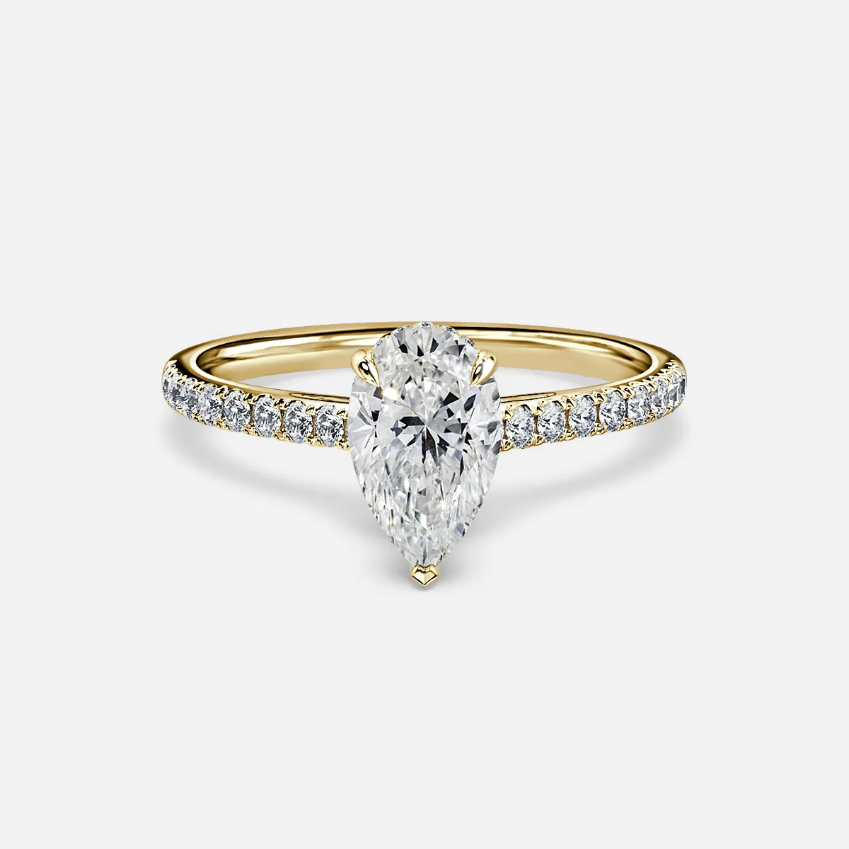 1.0 CT Pear Cut Moissanite Hidden Halo & Pave Bridal Ring Set