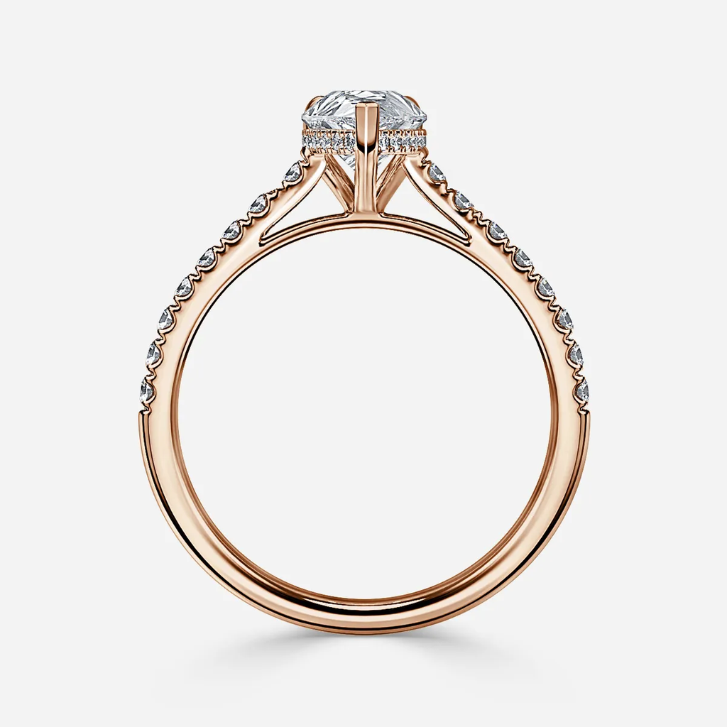 1.0 CT Pear Cut Moissanite Hidden Halo & Pave Bridal Ring Set