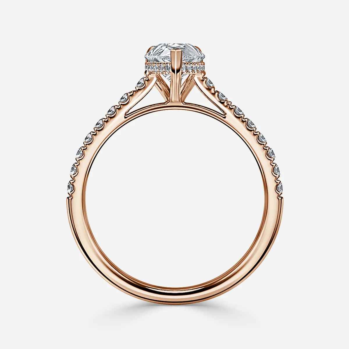 1.0 CT Pear Cut Moissanite Hidden Halo & Pave Bridal Ring Set