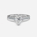 1.0 CT Pear Cut Moissanite Hidden Halo & Pave Bridal Ring Set