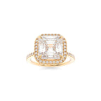 2.03 CT Asscher Cut Moissanite Halo Engagement Ring