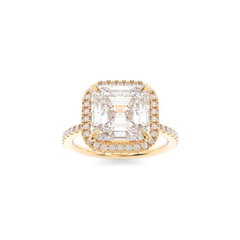 2.03 CT Asscher Cut Moissanite Halo Engagement Ring