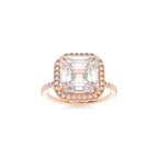 2.03 CT Asscher Cut Moissanite Halo Engagement Ring