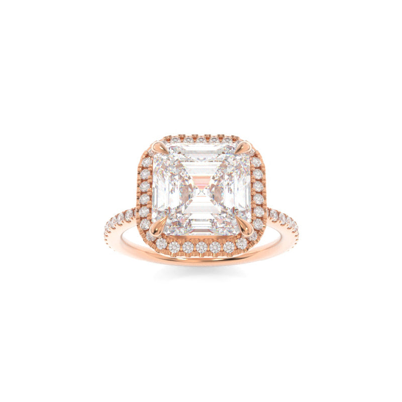 2.03 CT Asscher Cut Moissanite Halo Engagement Ring