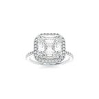 2.03 CT Asscher Cut Moissanite Halo Engagement Ring