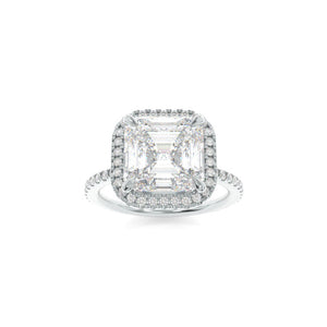 2.03 CT Asscher Cut Moissanite Halo Engagement Ring