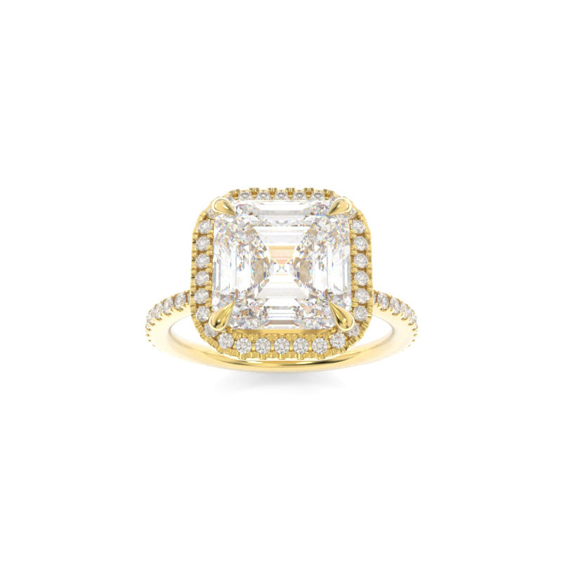 2.03 CT Asscher Cut Moissanite Halo Engagement Ring
