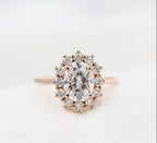 2.00 CT Oval Cut Moissanite Halo Engagement Ring