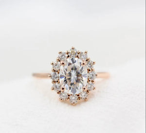 2.00 CT Oval Cut Moissanite Halo Engagement Ring