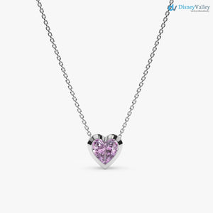 Amethyst Necklace, Heart Necklace, Heart Shape Natural Gemstone DisneyValley