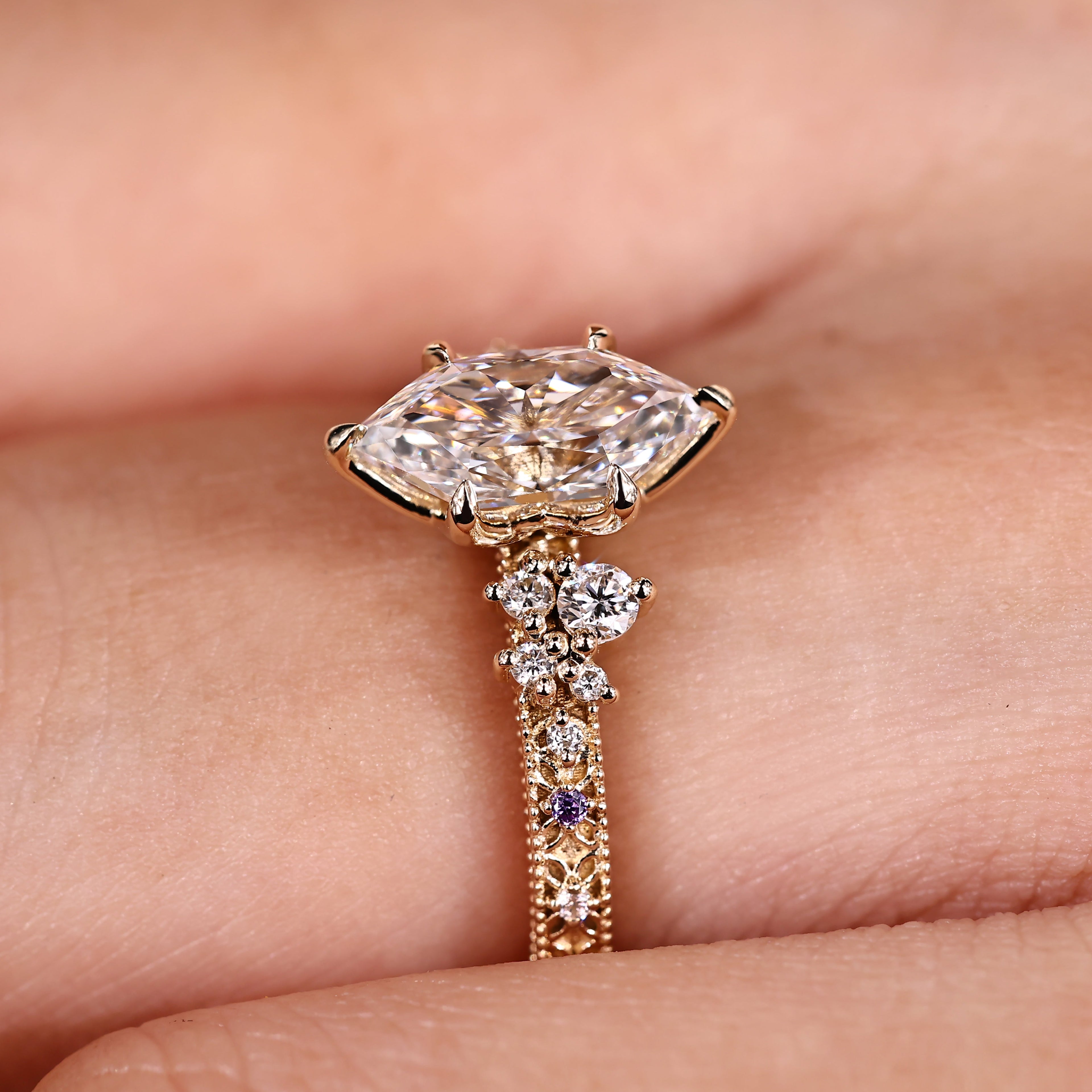 Dutch Marquise Engagement Ring in Tulip Setting
