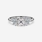 1.0 CT Oval Cut Moissanite Cluster Bridal Ring Set