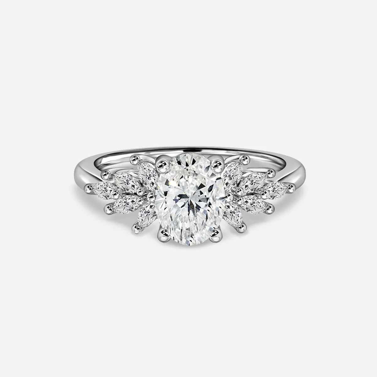 1.0 CT-1.80 CT Oval Moissanite Cluster Engagement Ring