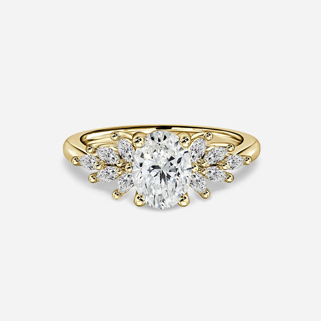 0.90 CT-2.0 CT Oval Moissanite Cluster Engagement Ring
