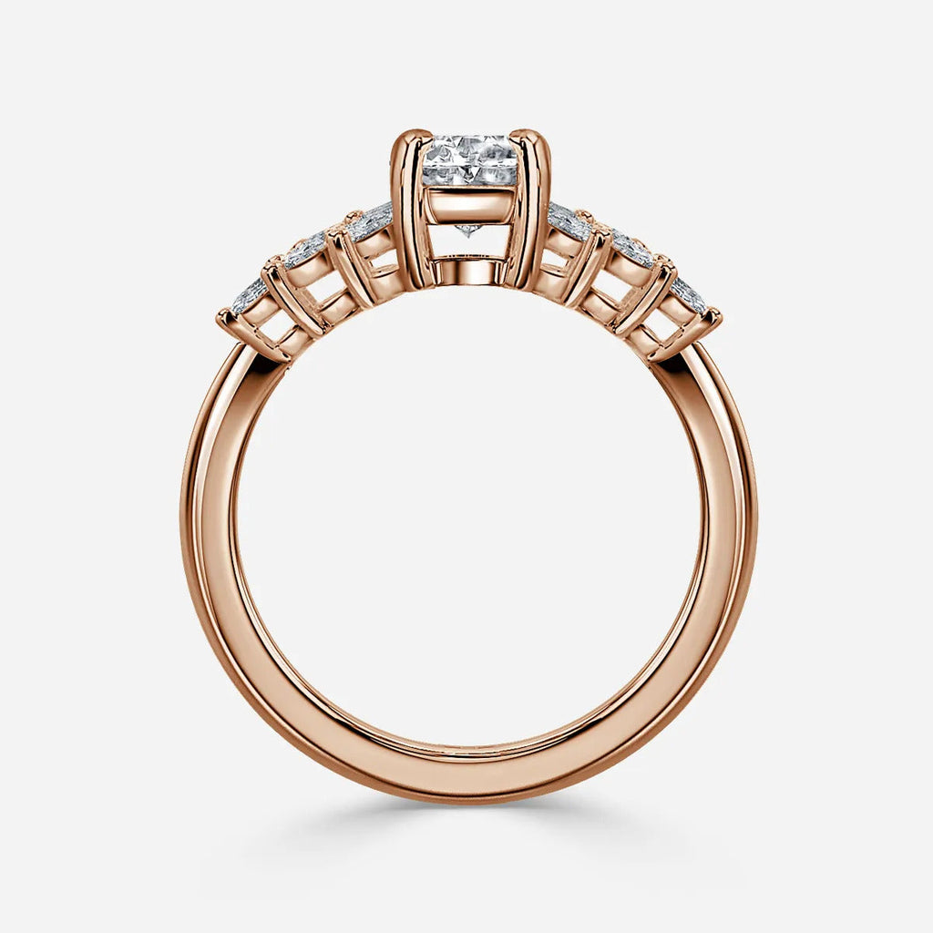 1.0 CT Oval Moissanite Cluster Engagement Ring