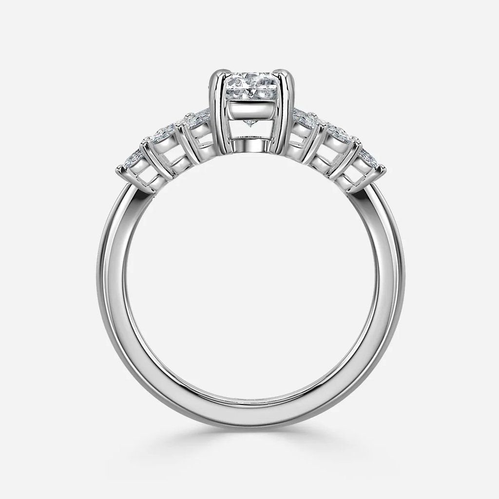 1.0 CT-1.80 CT Oval Moissanite Cluster Engagement Ring