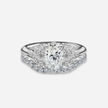 1.0 CT Oval Cut Moissanite Cluster Bridal Ring Set