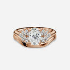 1.0 CT Oval Cut Moissanite Cluster Bridal Ring Set