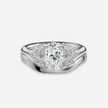 1.0 CT Oval Cut Moissanite Cluster Bridal Ring Set